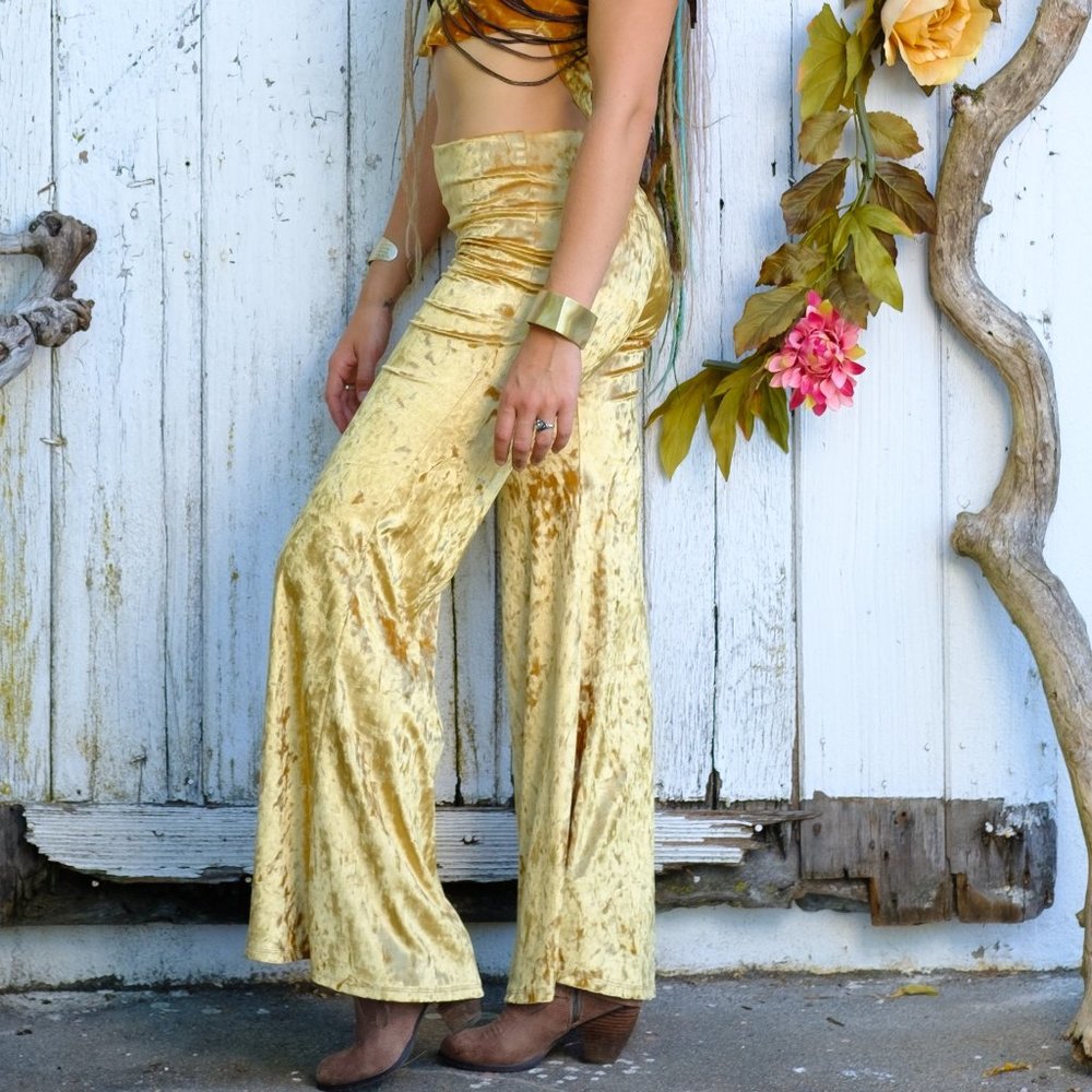 NEW! Gold Velvet Bell Bottoms - Picture 5 of 8